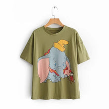 Load image into Gallery viewer, JXYSY camiseta de mujer 2020 verano estilo inglés moda León de dibujos animados estampado de rey o-cuello de manga corta Camiseta femenina Tops