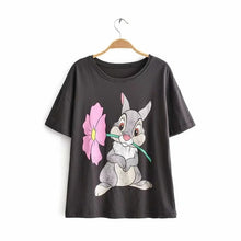 Load image into Gallery viewer, JXYSY camiseta de mujer 2020 verano estilo inglés moda León de dibujos animados estampado de rey o-cuello de manga corta Camiseta femenina Tops