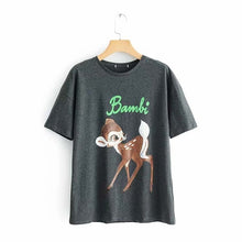 Load image into Gallery viewer, JXYSY camiseta de mujer 2020 verano estilo inglés moda León de dibujos animados estampado de rey o-cuello de manga corta Camiseta femenina Tops
