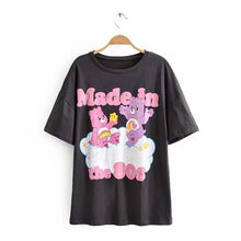 Load image into Gallery viewer, JXYSY camiseta de mujer 2020 verano estilo inglés moda León de dibujos animados estampado de rey o-cuello de manga corta Camiseta femenina Tops
