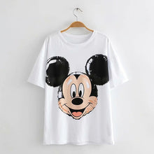 Load image into Gallery viewer, JXYSY camiseta de mujer 2020 verano estilo inglés moda León de dibujos animados estampado de rey o-cuello de manga corta Camiseta femenina Tops
